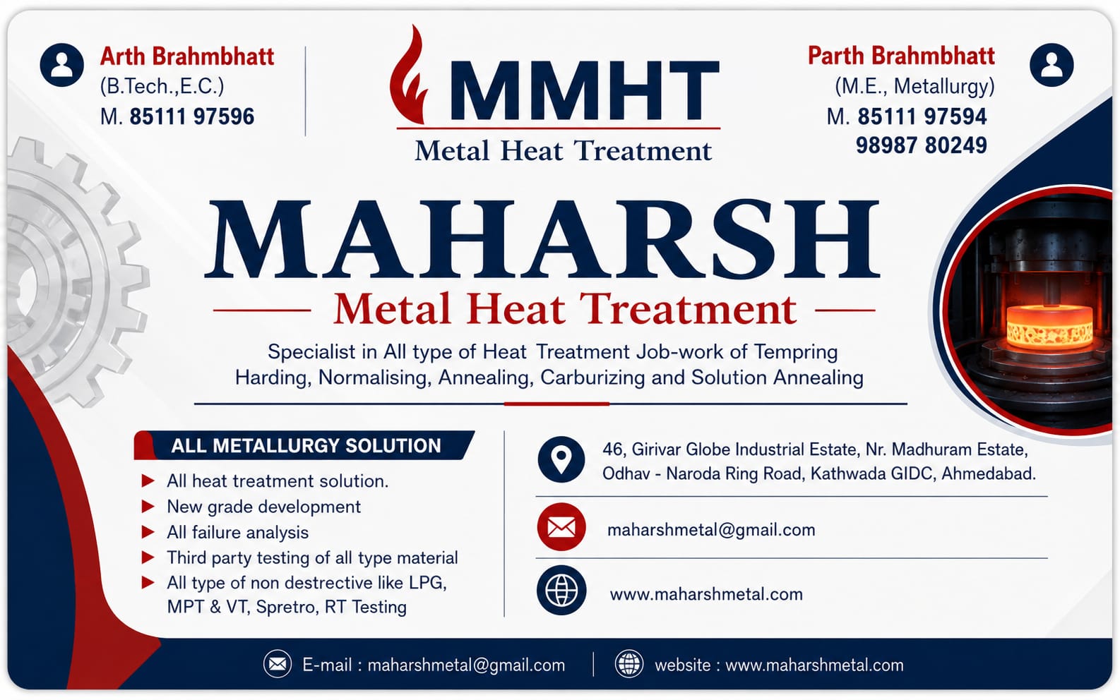 Maharsh Metal Heat Treatment visiting card