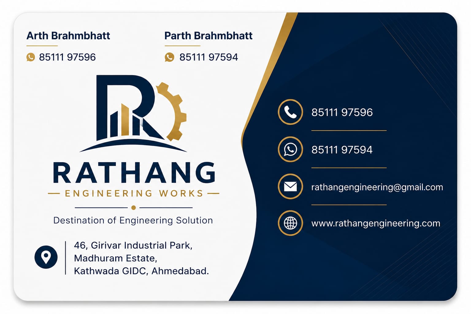 Rathang Engineering Works visiting card